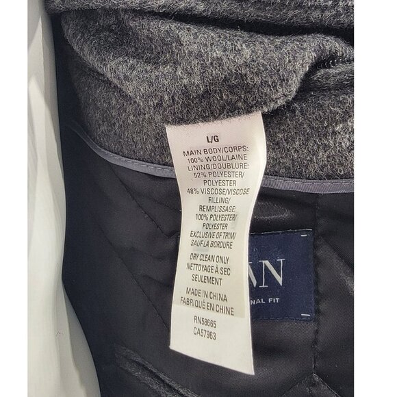 JWN (John W Nordstrom) 100% Wool Bibbed Car Coat, Charcoal Grey, Mens Size Large - Picture 11 of 12